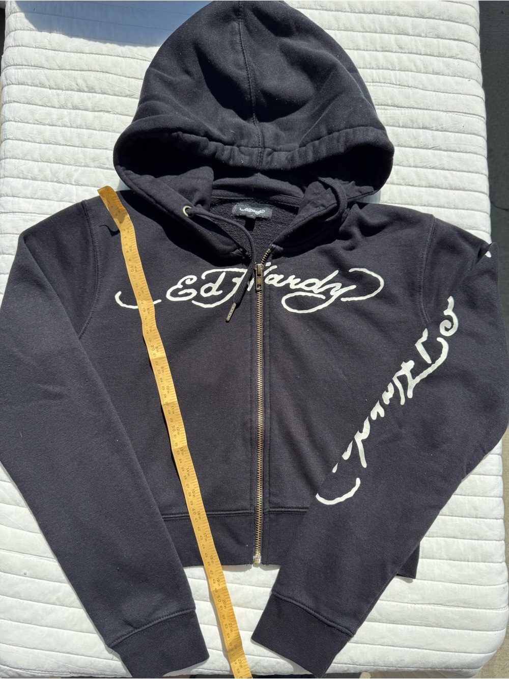 Ed Hardy Women’s Love Kills Slowly Cropped Zip-Up Hoodie - Black - Size Large